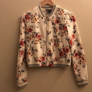 Floral Jersey Bomber Jacket